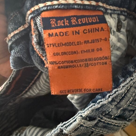 Rock Revival Emilie Boyfriend Distressed Denim Jeans Size 26 Womens Blue Mid-Ris - Picture 7 of 7